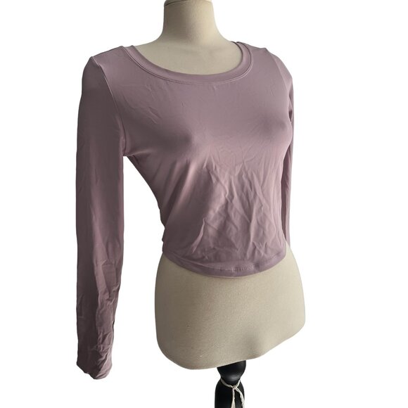 Halara Backless Cut Out Tie Back Long Sleeve Workout Shirt Round Neck Sz Large W - Picture 2 of 12